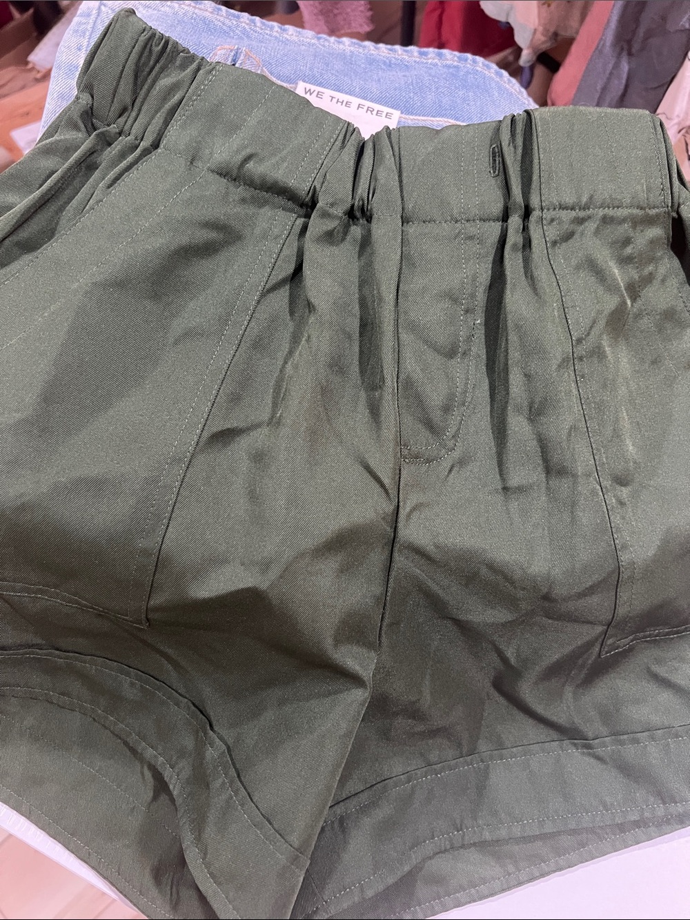 Zenana Outfitters Olive Green High-Waist Paperbag Shorts